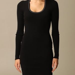 OFF!-WHITE Black Street Logo Fitted Dress